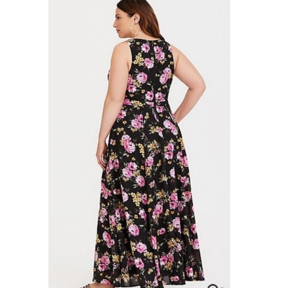 Torrid Black Floral Georgette Maxi Dress 22 - Picture 4 of 12